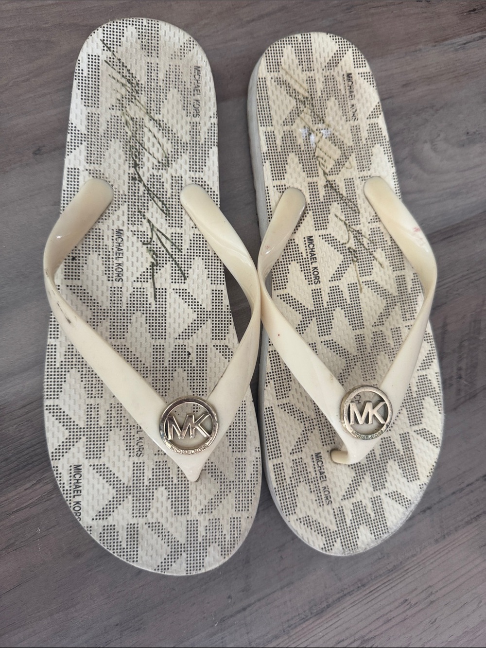 Michael Kors White Logo Jelly Flip Flop Sandals